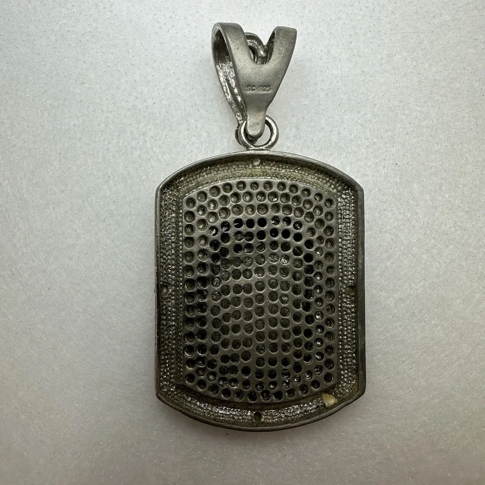 Large 33g SC 925 Sterling Silver Jesus Head Pendant CZ Iced Out Religious